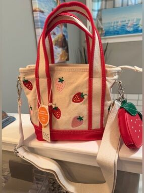 C&C California Strawberry crossbody Bag Red and White and strawberry coin purse